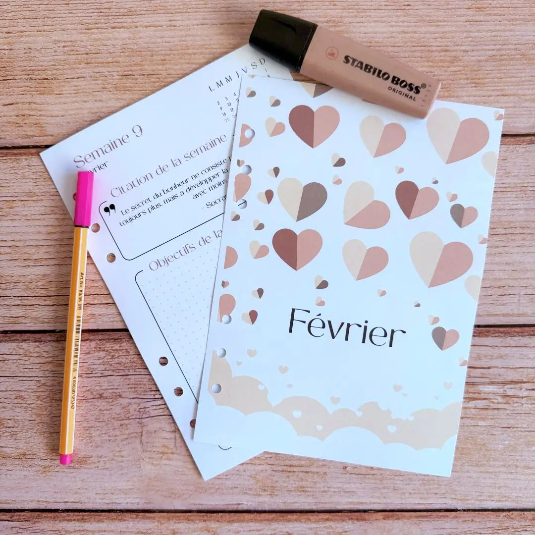 Recharges Planner type Bullet Journal septembre 2025 - décembre 2026